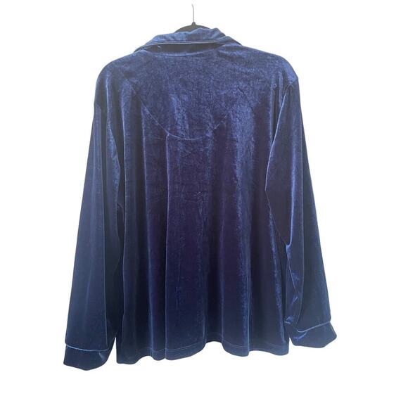 Ralph Lauren 2 Piece Velvet Button Up Pajama Set Crest Old Money Cozy Preppy XL - Picture 8 of 11